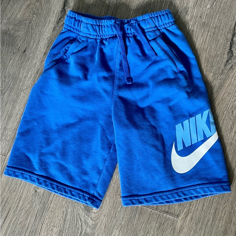 Nike Royal Blue Boy's Athletic Shorts with White Swoosh